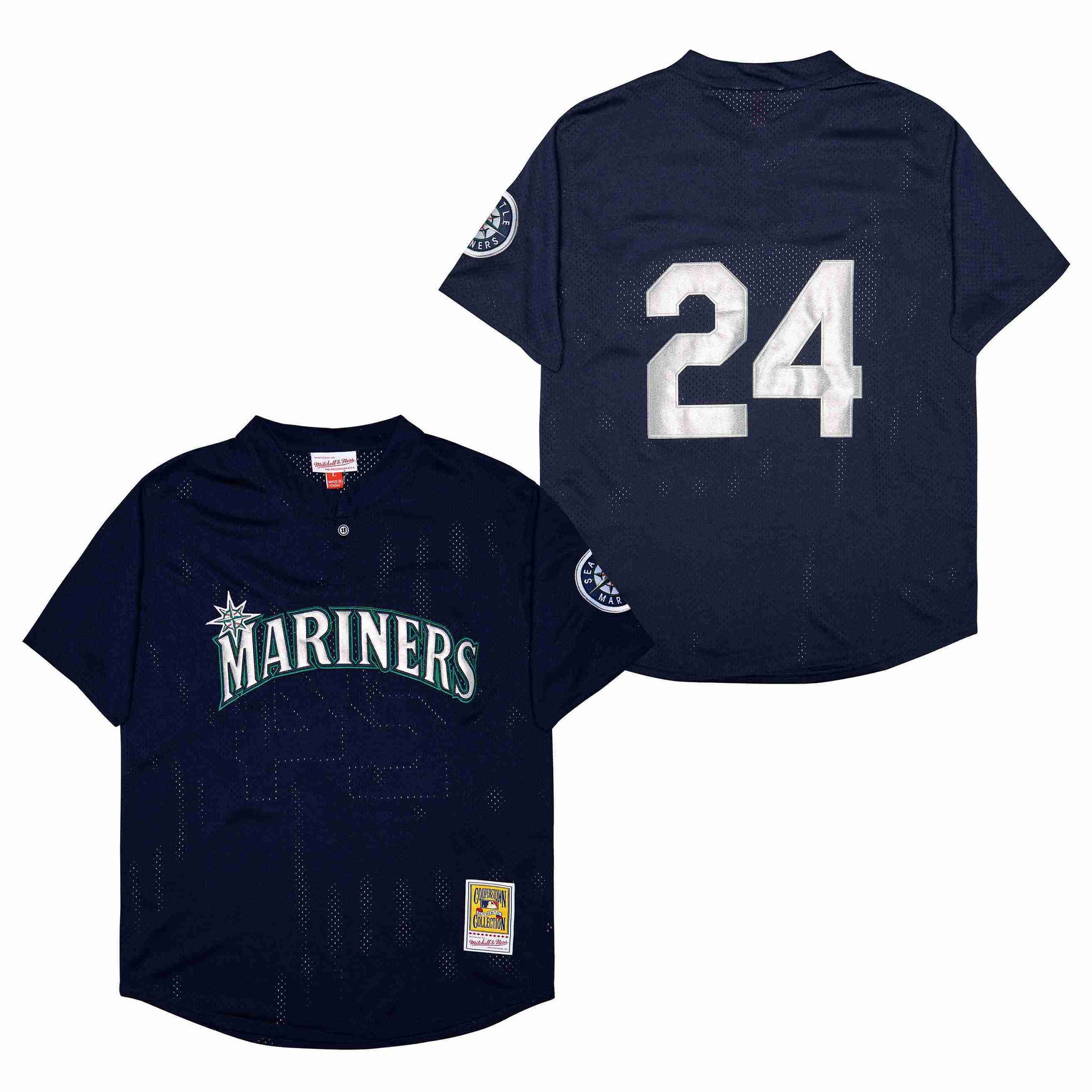 Seattle Mariners #24 Ken Griffey Jr. Mariners 24 Navy BP Retro