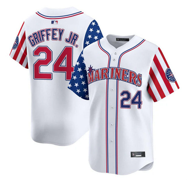 Seattle Mariners #24 Ken Griffey Jr. White 2025 Independence Day Limited