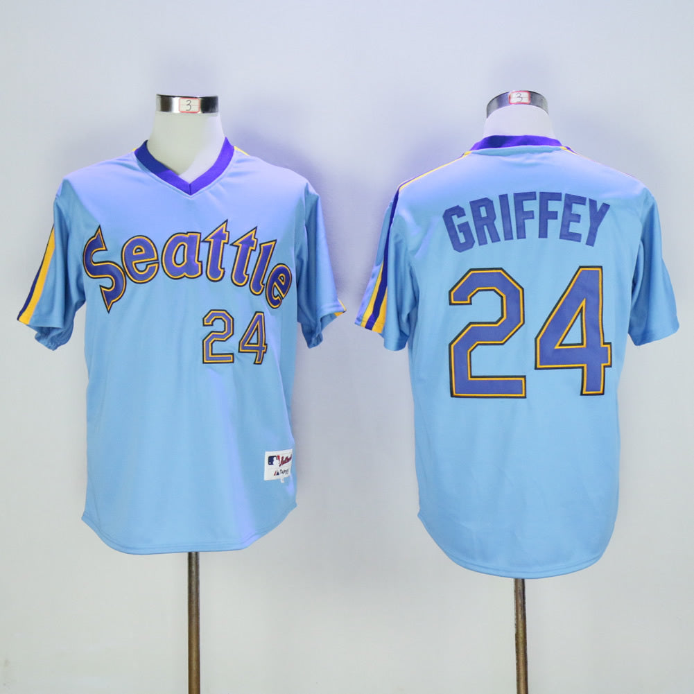 Seattle Mariners #24 Ken Griffey Mariners 24 Blue Pullover Retro