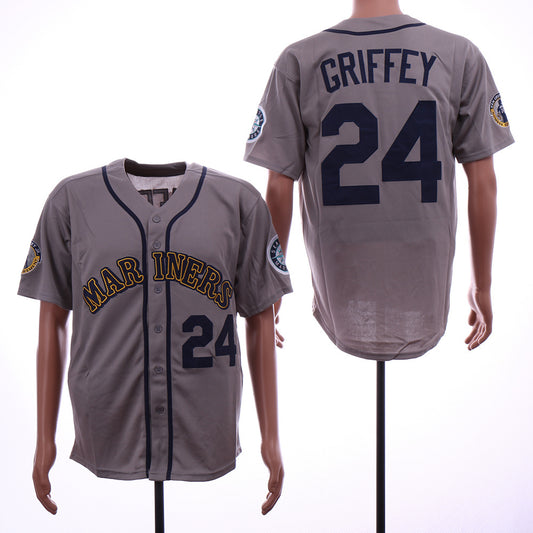Seattle Mariners #24 Ken Griffey Mariners 24 Gray Retro