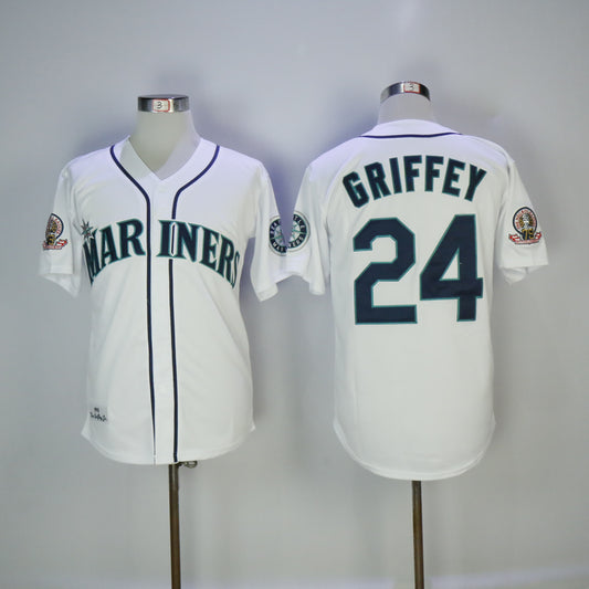 Seattle Mariners #24 Ken Griffey Mariners 24 White 1995 Retro