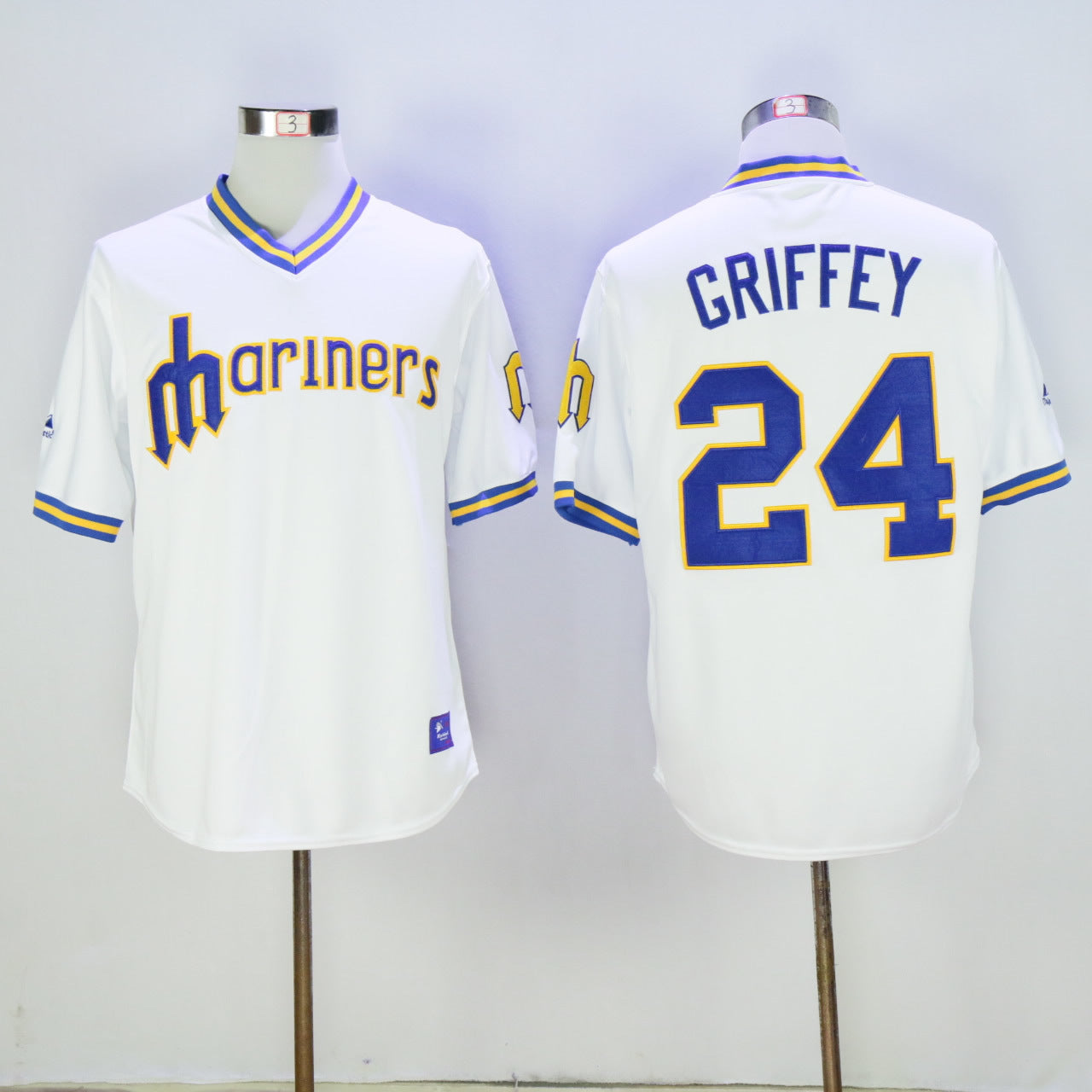 Seattle Mariners #24 Ken Griffey Mariners 24 White Retro Style 1