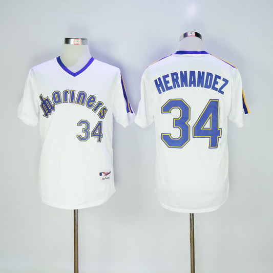 Seattle Mariners #34 Hernandez Mariners 34 White 1984 Retro