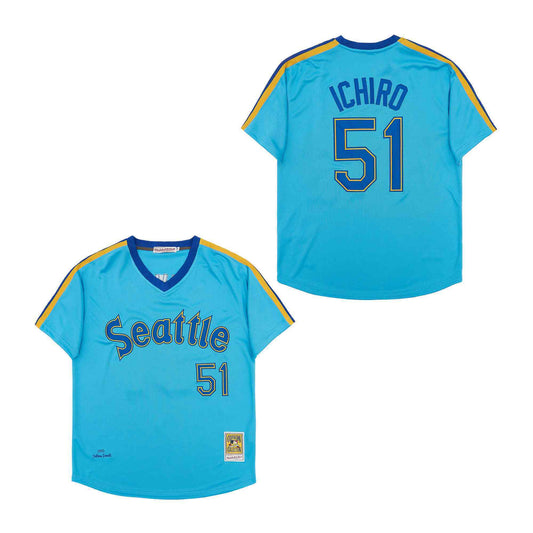 Seattle Mariners #51 Ichiro Suzuki Mariners 51 Blue Pullover Retro