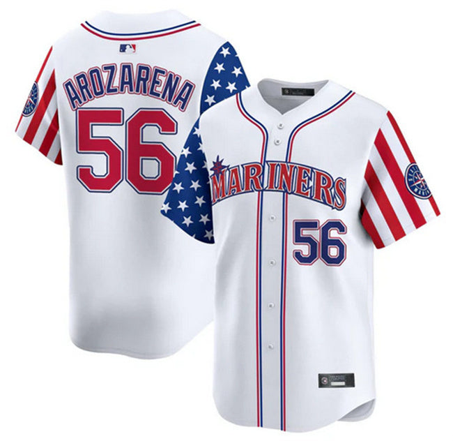 Seattle Mariners #56 Randy Arozarena White 2025 Independence Day Limited
