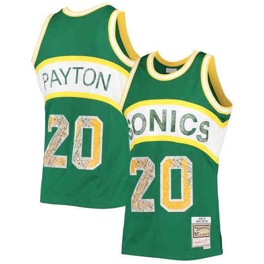 Seattle SuperSonics #20 Gary Payton Mitchell & Ness 1994-95 Hardwood Classics 75th Anniversary Diamond Swingman Jersey