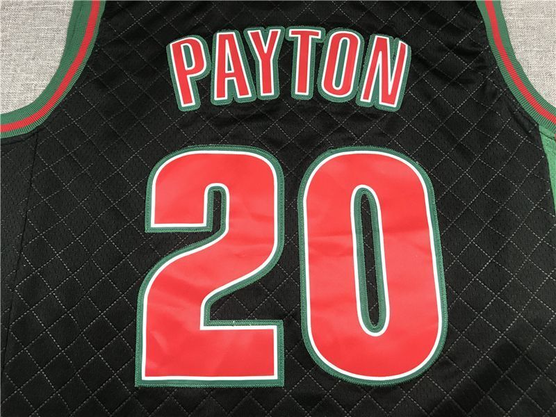 Seattle SuperSonics #20 Gary Payton Supersonics 20 Plaid Retro Black Style 1