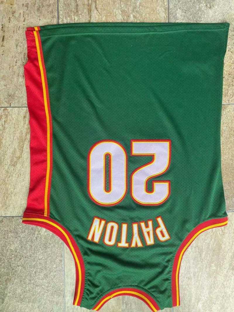 Seattle SuperSonics #20 Gary Payton m&n Supersonics 20 # Payton 95-96 Retro Green Embroidered Jersey Style 1