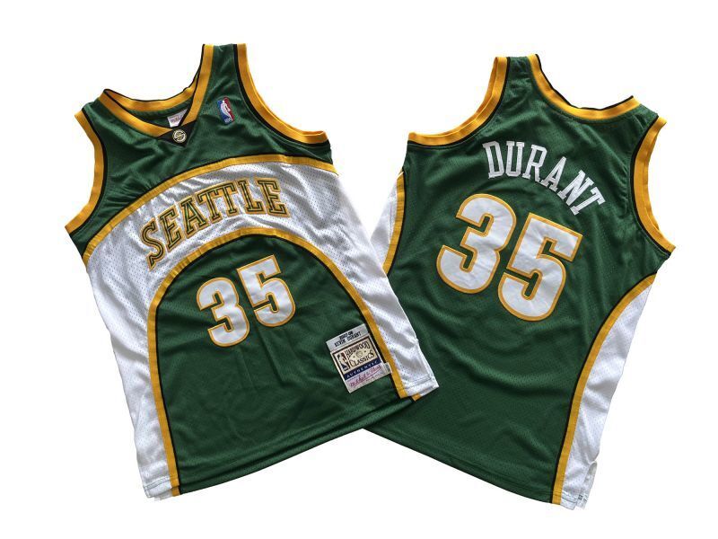 Seattle SuperSonics #35 Kevin Durant Supersonics 35 # Green 07-08 Season Mitchell Retro Jersey -- Kevin . Durant