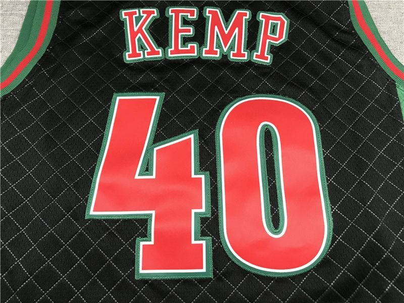 Seattle SuperSonics #40 Shawn Kemp Supersonics 40 Plaid Retro Black Style 1