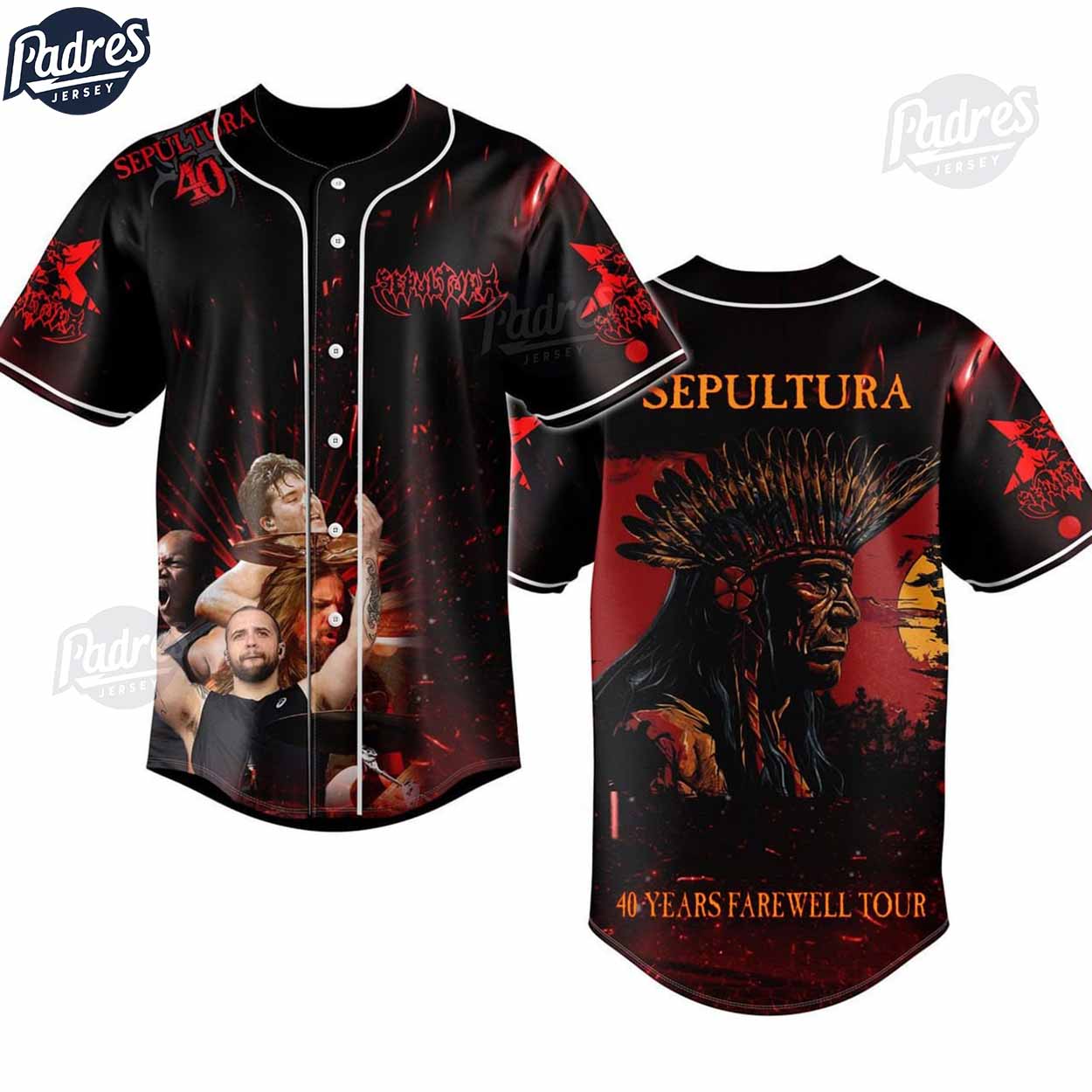 Sepultura 40th Anniversary Tour Custom Baseball Jersey - Padres Jersey Oasis: Elevate Your Baseball Style Game... (Image 2)