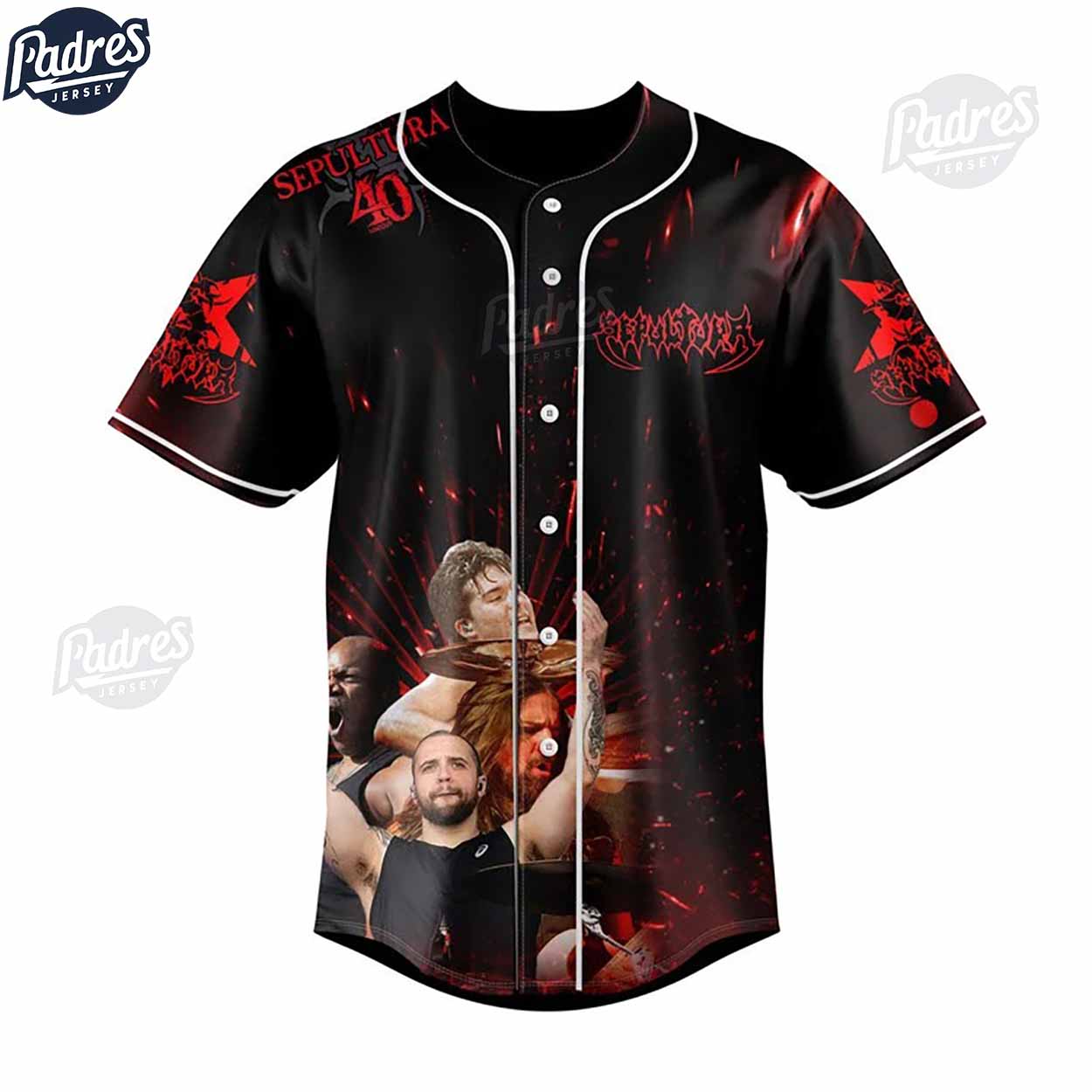 Sepultura 40th Anniversary Tour Custom Baseball Jersey - Padres Jersey Oasis: Elevate Your Baseball Style Game... (Image 3)