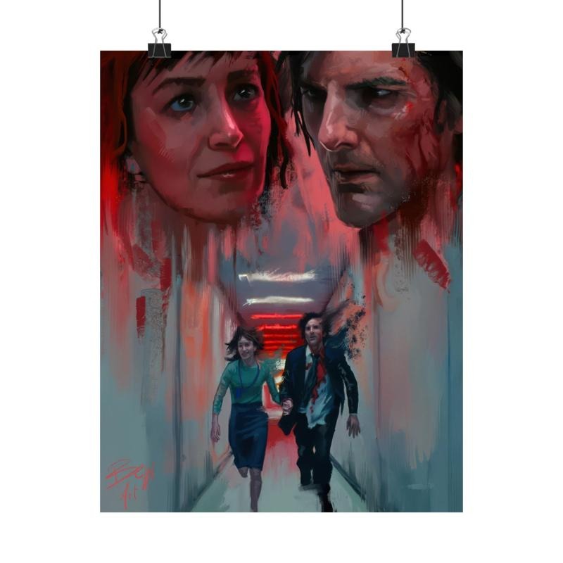 Severance poster -Mark and Helly Run into the Sunset - Severance TV Poster, Lumon Industries Poster, Severance Finale,...