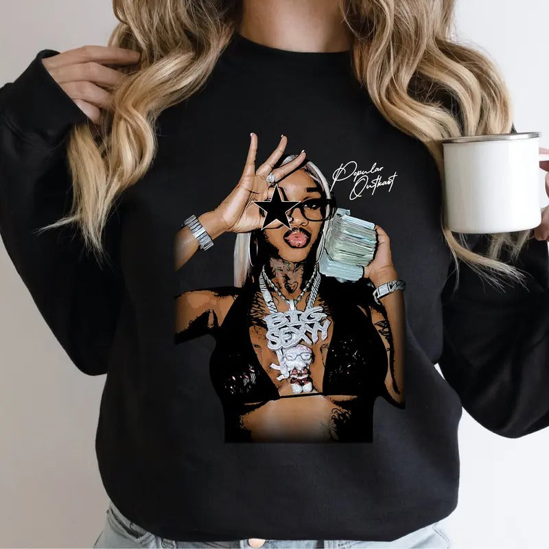 Sexxy Reddd Star Sweatshirt, Striking Big Face Rap Graphic for Music Lovers T-Shirts, Hoodie | WearSparks.com