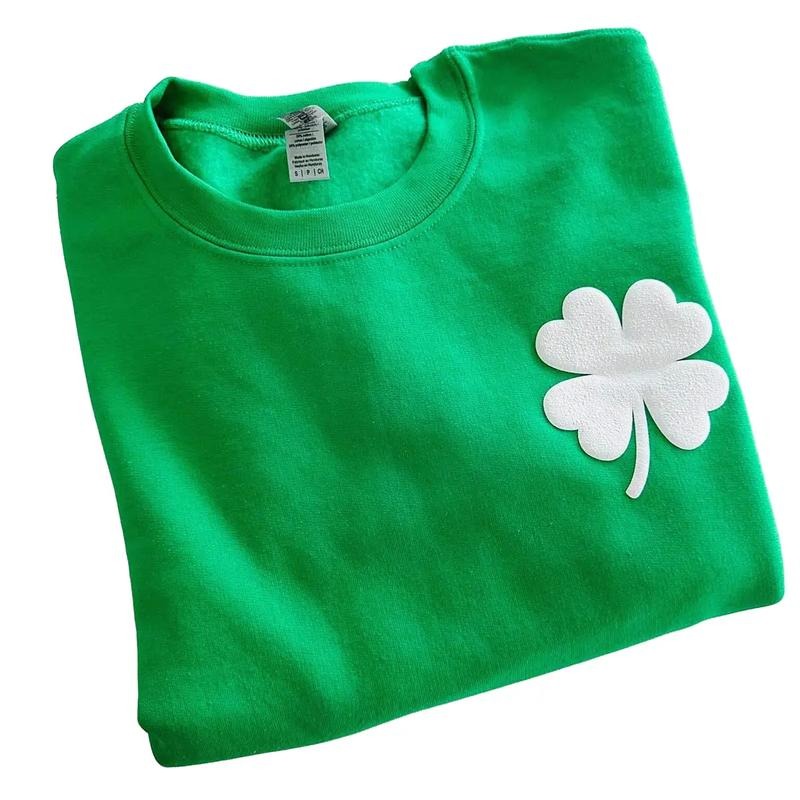 Shamrock St Patricks Day Puff Print Sweatshirt, Love Clover Hoodie, Shamrock Sweatshirt, St Patrick's Day Sweatshirt, St....