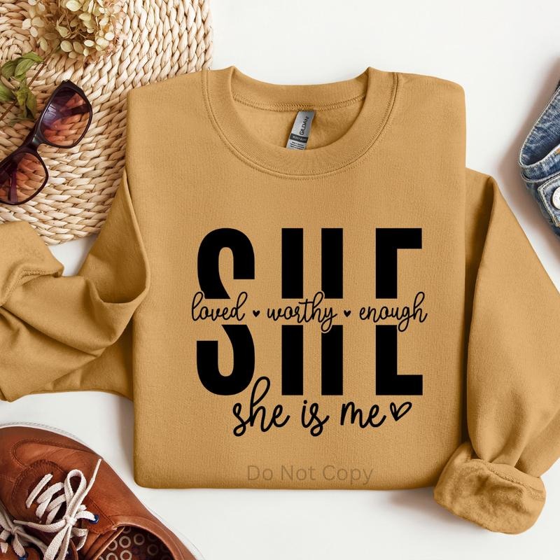 She Is Loved Worthy Enough Screen Print Transfer T-Shirts, Hoodie, Sweatshirt | WearSparks.com