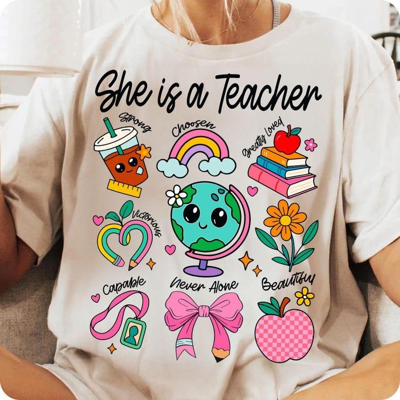 She Is Teacher shirt, Christian Teacher Mom Floral, Coquette Bow Teacher Shirt Hoodie, Sweatshirt | WearSparks.com