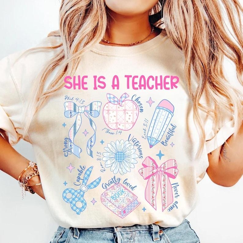 She is Teacher shirt, Teacher Mom, Christian Teacher shirt, Bible Verses tshirt Hoodie, Sweatshirt | WearSparks.com