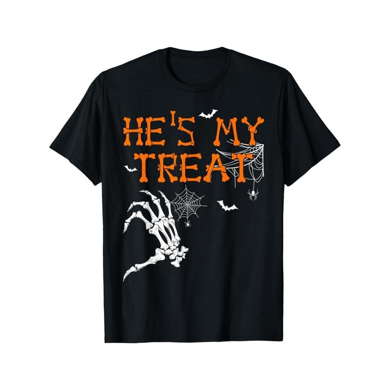 She's My Trick, He's My Treat Halloween Couple Skeleton Mens T Shirt made in usa Hoodie, Sweatshirt | WearSparks.com