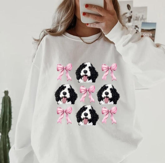 Sheepadoodle And Bows Crewneck ~ Sweatshirt Unisex Apparel Relaxed Fit Printed in the USA Clothing Womenswear Casual and...
