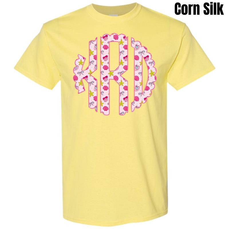 Shells & Bows Monogram Gildan Short Sleeve T-Shirt 'NLB' Hoodie, Sweatshirt | WearSparks.com
