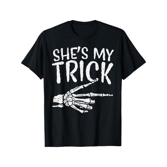 Shes My Trick Matching Couple Halloween Costume Boyfriend T-Shirt made in usa Hoodie, Sweatshirt | WearSparks.com