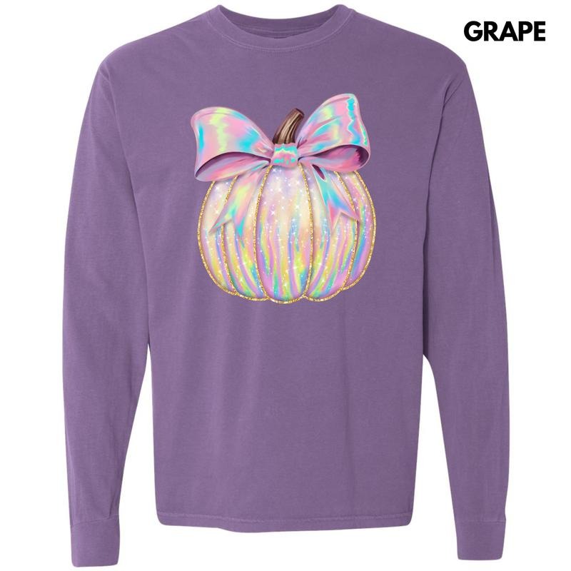 Shimmer Rainbow Pumpkin Long Sleeve Comfort Colors T-Shirt 'NLB' Hoodie, Sweatshirt | WearSparks.com