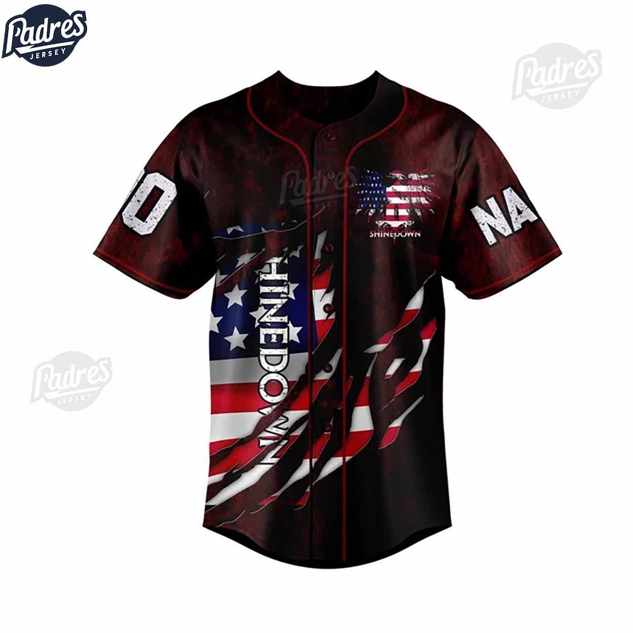 Shinedown Band USA Flag Custom Baseball Jersey - Padres Jersey Oasis: Elevate Your Baseball Style Game... (Image 2)