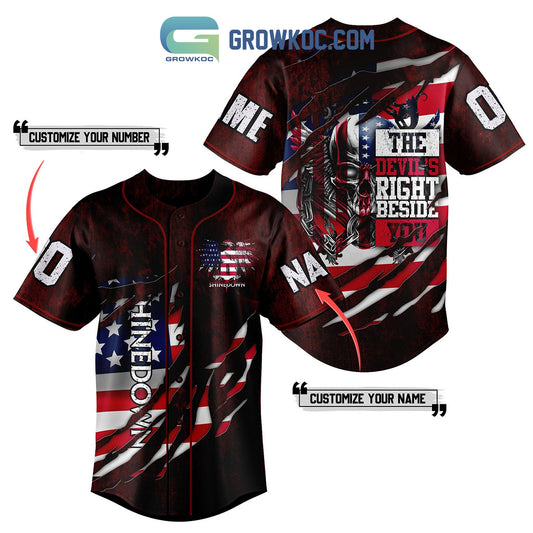Shinedown The Devil’s Right Beside You Red Personalized Baseball Jersey