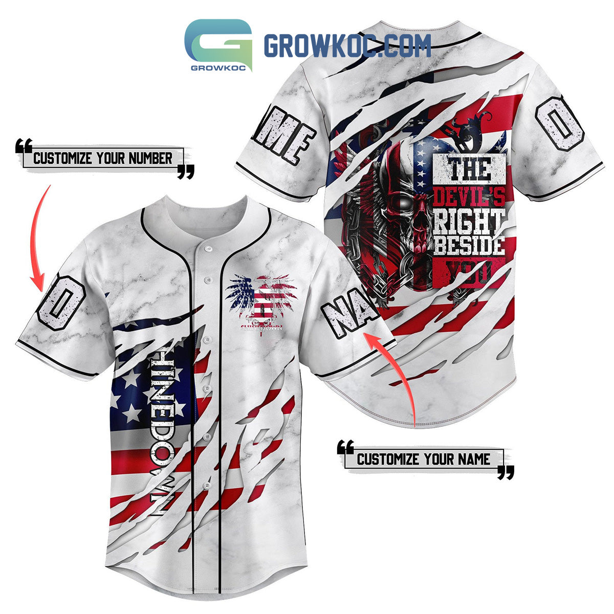 Shinedown The Devil’s Right Beside You White Personalized Baseball Jersey