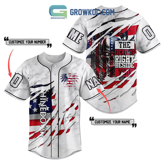 Shinedown The Devil’s Right Beside You White Personalized Baseball Jersey