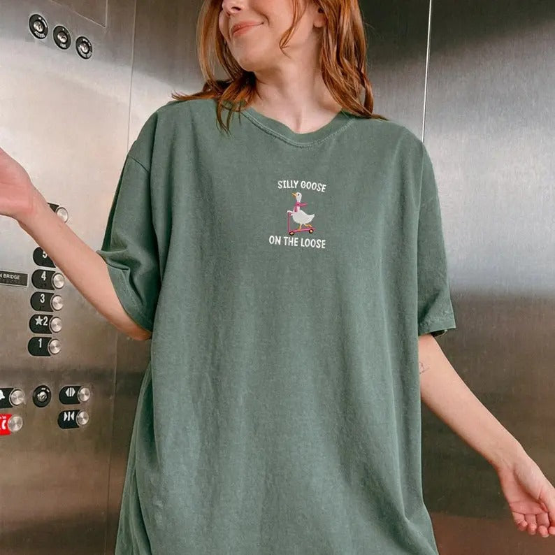 Shirt  Silly Goose On the Loose Tshirt  Goose Crewneck Shirt  Silly Goose T-Shirt  Funny Shirt Gift  Cotton Tshirt ...