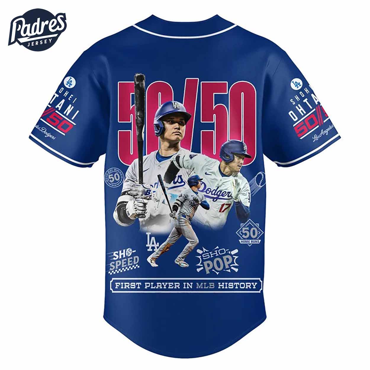 Shohei Ohtani Becomes First Player in MLB History Los Angeles Dodgers Baseball Jersey Style - Padres Jersey... (Image 3)