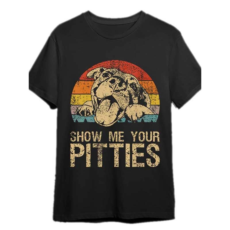 Show your Pete Dog Fun Pit Bull Lover Retro Retro T-shirt 340510 Fun Men Short Sleeve Graphic T-shirt Series Black PR...