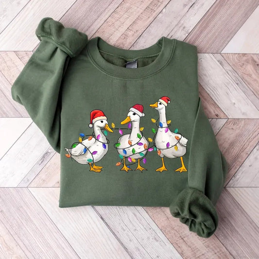 Silly Goose Christmas Sweatshirt, Silly Goose University Christmas Sweater, Funny  Ducks Christmas Light Shirt, Christmas...