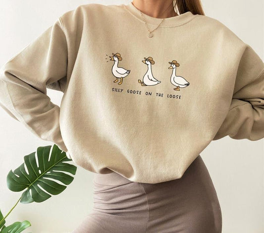 Silly Goose On The Loose Sweatshirt, Funny Goose Sweatshirt, Goose University Goose On The Loose Animal Shirt, Funny...