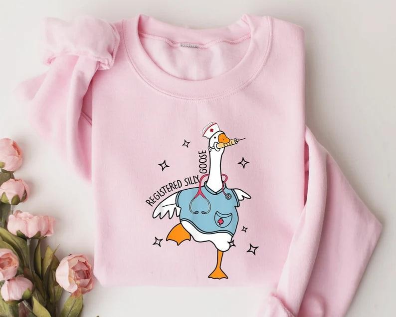 Silly Goose Registered Nurse Sweatshirt, Nursing Student Hoodie, Nursing School, Nurse Shirt, For Work RN, Nurse Life...