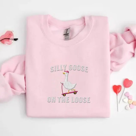 Silly Goose Sweatshirt Goose Crewneck Sweatshirt Silly Goose Shirt Funny Sweatshirt Funny Shirt Gift Hoodie | WearSparks.com