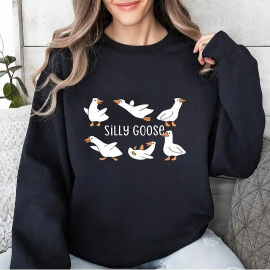 Silly Goose Sweatshirt, Cute Silly Goose, Sweatshirt For Everyone Classic Cotton, Gift For Friend Comfort Womenswear...