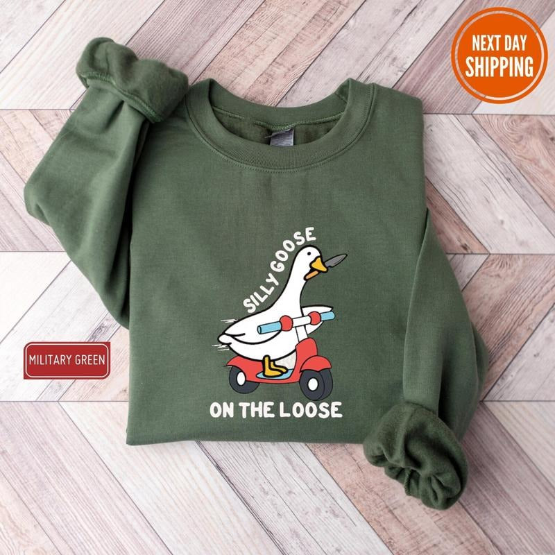 Silly Goose Sweatshirt, Silly Goose on the Loose Club Shirt, Funny Men's Women's Sweater, Trendy College Hoodie, Trendy...