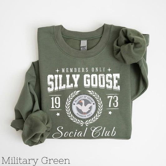Silly Goose University Crewneck Embroidery Sweatshirt, Unisex Silly Goose University Shirt, Funny Men's Sweatshirt Hoodie