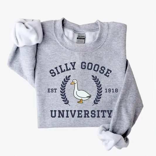 Silly Goose University Crewneck Sweatshirt, Unisex Silly Goose University Shirt, Funny Men's Sweatshirt, Funny Gift for...