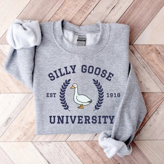 Silly Goose University Crewneck Sweatshirt,Unisex Silly Goose University Shirt Cotton Sweaters Hoodie | WearSparks.com