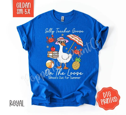 Silly Teacher Goose Gildan Shirt, School's Out Tshirt, Cute Summer Tee, Gift for Her Hoodie, Sweatshirt | WearSparks.com