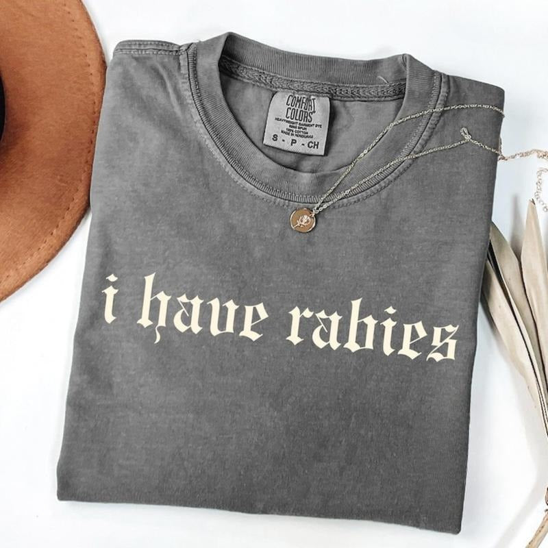 Comfort Colors I Have Rabies Funny T-shirt, Unhinged Shirts, Weird Gift for Friend/ Sister, Dark Humor Tee, Gen z Meme...