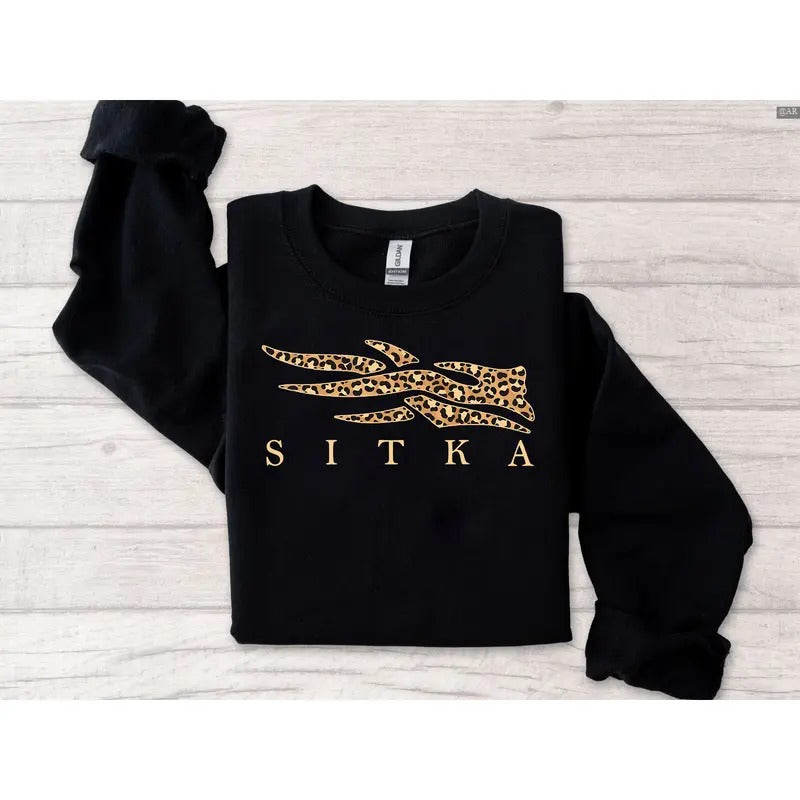 Sitka Leopard Pattern Print Logo, Retro Crewneck, Gift For Lovers, Cotton, Trendy Womenswear Top T-Shirts, Hoodie, Sweatshirt