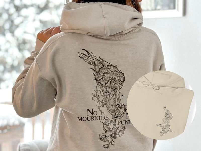 Six Of Crows Hoodie, No Mourners No Funerals Kaz Inej Ketterdam Crow Club Swetshirt, Grishaverse Booktok Merch, Bookish...