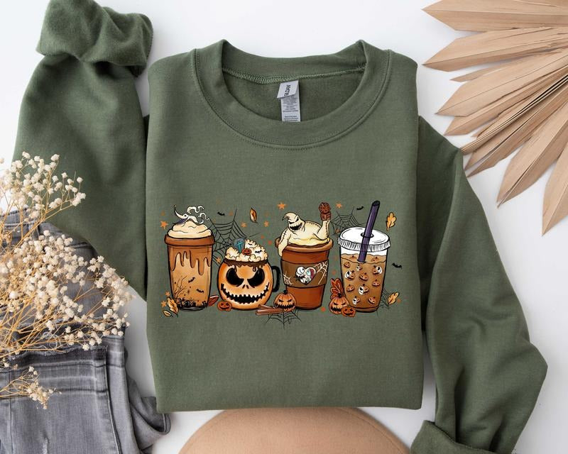 Skeleton Coffee Cups Sweatshirt Coffee Cups Sweatshirt Skull Coffee Cup Sweatshirt Skeleton Halloween Sweatshirt Coffee...