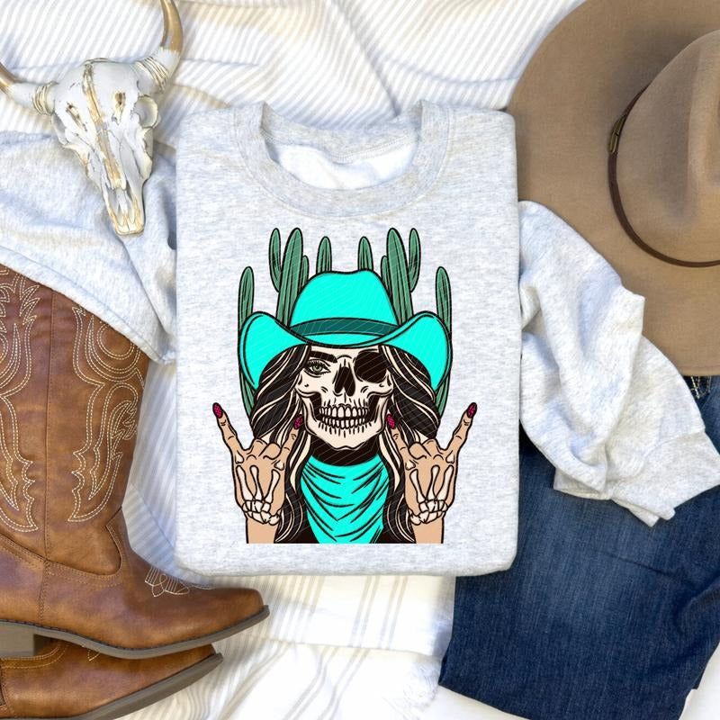 Skeleton Cowgirl DTF Transfers - THIS IS NOT A SHIRT Hoodie, Sweatshirt | WearSparks.com