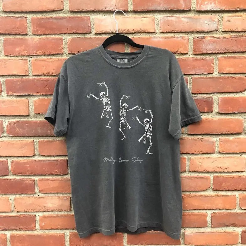 Skeleton Dancing Halloween Tee Shirt, Skull Shirt, Skull Print, Skull Tshirt, Skulls T-Shirts Hoodie, Sweatshirt